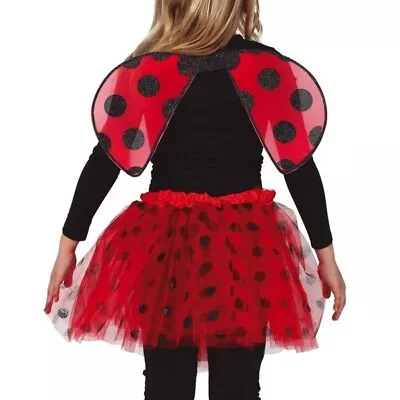 Childs Girls Ladybug Fancy Dress Tutu & Wings Childrens Book Day Tutu Fg • £8.50