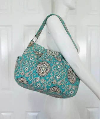 Retired Vera Bradley Reversible Totally Turq Spring 2008 Large Shoulder Bag Tote • $36