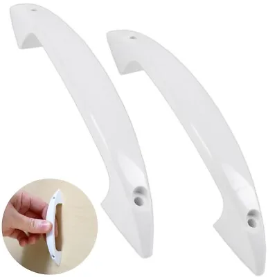 2x D SHAPED HANDLES White Plastic Cabinet Cupboard Furniture Drawer Pulls 4 Inch • £4