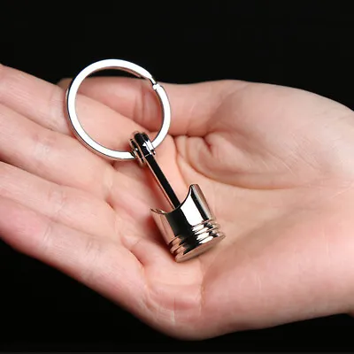2pcs Metal Piston Car Keychain Keyfob Engine Key Chain Ring Keyring Silver Gift • $8.79