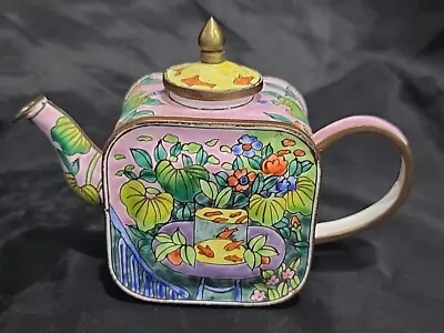 MATISSE Empress Arts-Kelvin Chen Colorful Flowers-Floral Enamel On Copper Teapot • $19.99