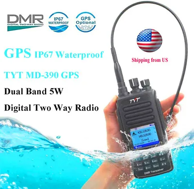 $123.99 • Buy TYT MD-UV390GPS Waterproof Dual Band 5W Digital Two Way Radio With USB Cable