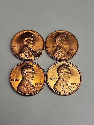 $1.39 • Buy 1968-S, 1969-S, 1970-S, 1972-S Lincoln Memorial Pennies Brilliant Uncirculated