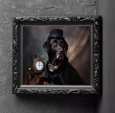 Steampunk Black Labrador Art Print Wall Hanging Animal Picture Photo Dog Animal • $6.99