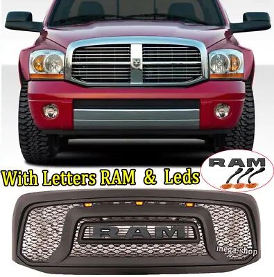 Grille Front Grill For Dodge Ram 1500 2500 2006-2008 Mesh W/ Letters RAM & LEDs • $229.96