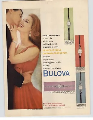 $9.99 • Buy 1959 Bulova Women's Diamond Watch Vintage Watch Art Print Ad Lady In Red Dress 