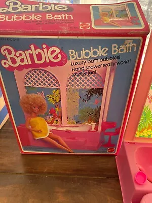 1975 Vintage Barbie Pink Beauty Bath Playset + Toilet • $45