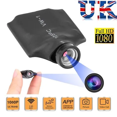 Portable Mini Camera Wifi IP Hidden Cam Home Security Nanny Recorder HD 1080P UK • £16.65