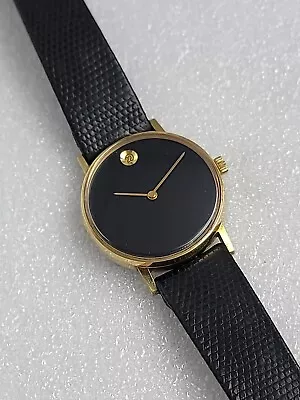 Vintage Movado Men's Rare Manual Museum W DateBlack Dial Watch Org. Strap&Buckl • $750