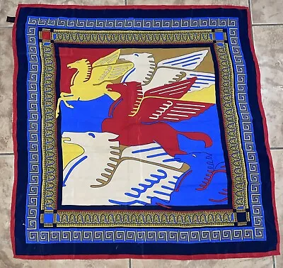 Rare VTG Mobil Oil Gas Pegasus Advertising Scarf Flag 100% Silk Multicolored • $500