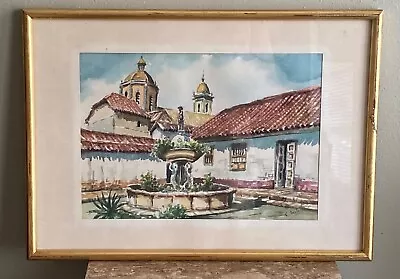 Vintage Mexican Mission Watercolor Painting Signed • $49.99