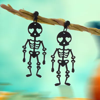 $1.99 • Buy Creative Accessories Black Skull Dangle Earrings Halloween Party Jewellery Gift