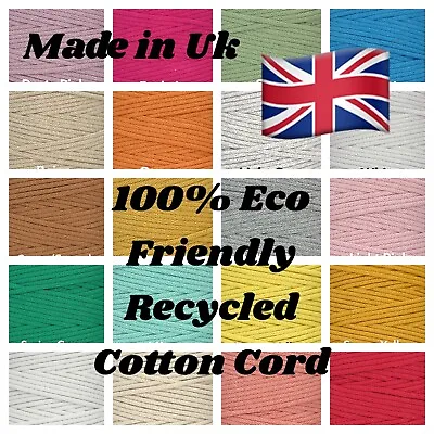 £1.60 • Buy 3mm Premium Braided Drawstring String Cotton Cord Macrame Hoody Laces Craft