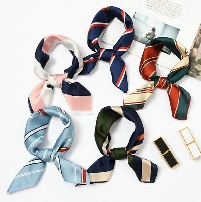 New Elegant Silk Satin Square Neck Scarf Tie Headband Bandana Hair Wrap Vintage • £3.99
