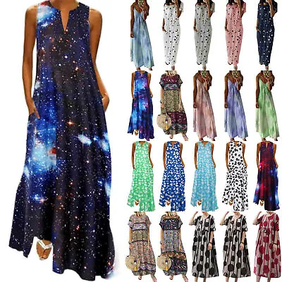 $24.39 • Buy Womens Boho Long Maxi Dress Holiday Beach Loose Kaftan Sundress Plus Size 5XL