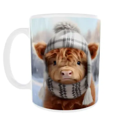 Cute Highland Cow Coo Pretty Mug Cup Gift Christmas Birthday Friend Secret Santa • £8.95