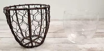 Chicken Wire Votive Glass Candle Holder Home Decor Farmhouse Country 3  Tall • $13.07