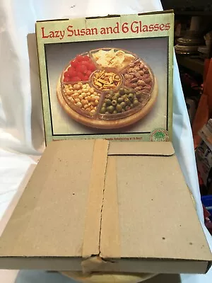 £18.99 • Buy Lazy Susan Wooden Rotating Turntable Including 6 Separate Servers 31cm Diameter