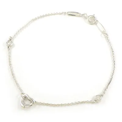 Tiffany & Co. Bracelet By The Yard Open Heart Elsa Peretti 2P Diamond Silver 925 • $380