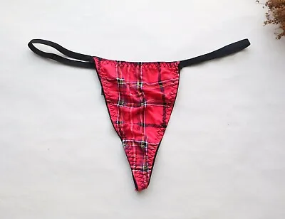 Women Thong Smooth Plaid Mini Slip T-Back Underwear Hipster G-string Knicker S-M • £3.37