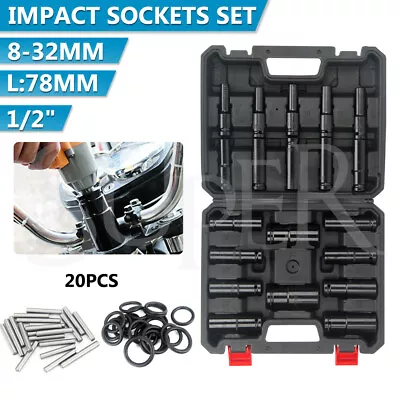 $43.99 • Buy 20PCS 1/2  Inch Heavy Duty Deep Impact Socket Tool Set 8-32mm Metric Garage AU