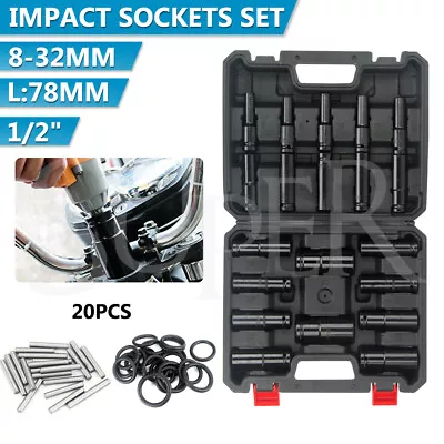 20PCS 1/2  Inch Heavy Duty Deep Impact Socket Tool Set 8-32mm Metric Garage AU • $29.99