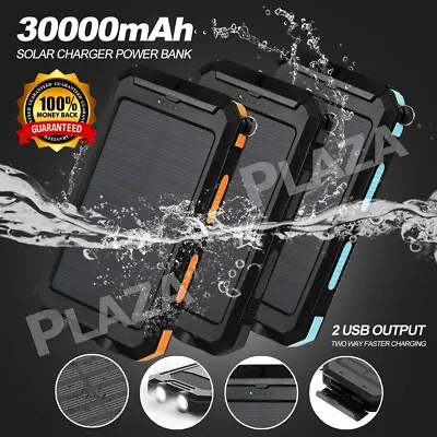$20.95 • Buy 300000mAh Portable Solar Panel Dual USB External Battery Power Bank Charger AU