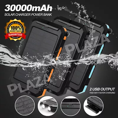$20.45 • Buy 300000mAh Portable Solar Panel Dual USB External Battery Power Bank Charger AU