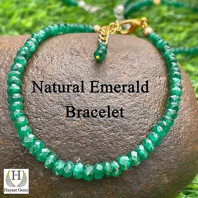 Natural Zambian Green Emerald Faceted Beaded Bracelet Emerald Loose Bracelet • $36.64