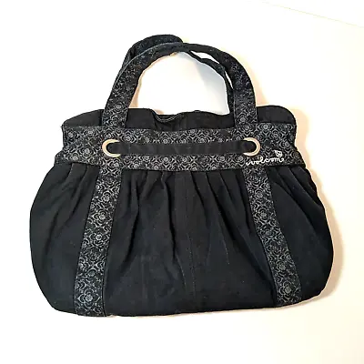 Volcom Purse Tote Bag Black Floral Detail Dual Handle 18 X 13  With 8  Drop • $39.97