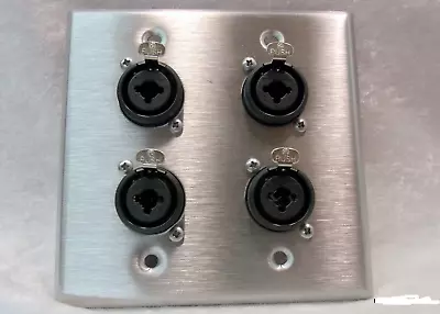 Stainless Steel Wall Plate With Four Neutrik NCJ6FI-S Combo XLR/1/4  Connectors • $24.95