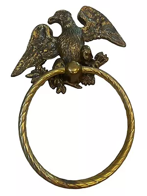 Vintage Brass Eagle Door KnockerTowel Holder Military Hero Faith Courage • $30