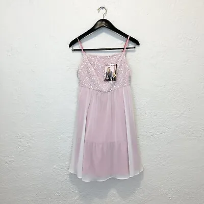 Vintage Betsey Johnson NWT Dress Babydoll Beaded White Pink Size 4 • $98.55