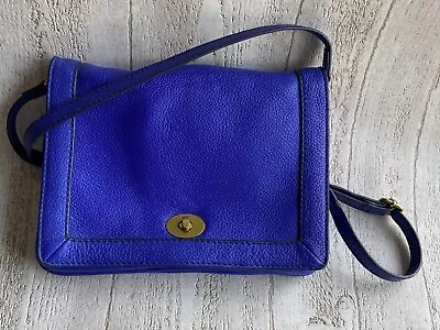 J. Crew Tillary PEBBLE Leather Crossbody Convertible Clutch COBALT BLUE SHADE • $24