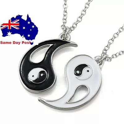 Yin Ying Yang Pendant Necklace Chain Couple Friend Friendship Jewellery  BFF • $7.61