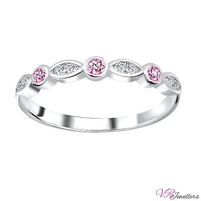 925 Infinity Womens Ring CubicZirconia Sterling Silver Ladies Band Ring Size L O • £10.95
