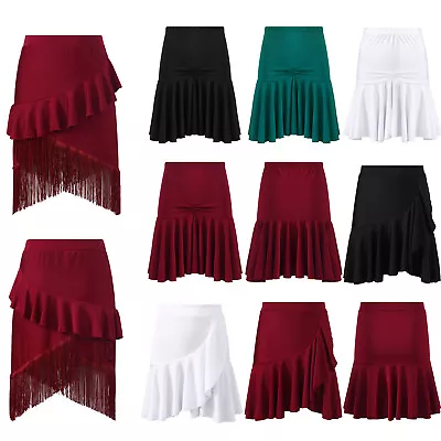 £6.83 • Buy Women Latin Dance Skirt Ballroom Samba Cha-Cha Ruffles Skirt Dancewear Costume