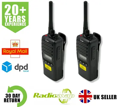 ICOM IC-F44GS UHF 400-470MHZ  4 WATT WALKIE TALKIE TWO WAY RADIO X 2 • £169.95