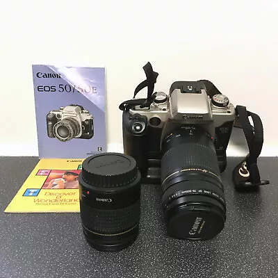 Canon EOS 50E FIlm SLR Camera With 2 Lens Controller Bag Illford Multigrade • £149.99