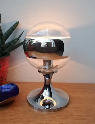 Vintage Retro Mid Century 60s 70s Spaceage Chrome Mirror Glass Ball Table Lamp • $183.17