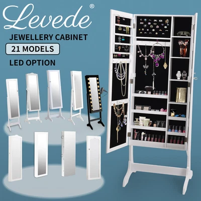 $149.99 • Buy Mirror Jewellery Cabinet Two Doors Makeup Storage Jewelry Organiser Box