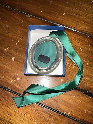 Exposures Sterling Silver Small Oval Picture Frame- Ornament- Green Ribbon • $19.99