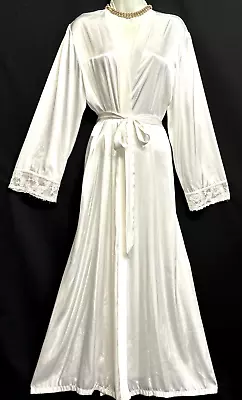 VTG NEW LINEA DONATELLA White Silk Bridal Robe Peignoir Sz XL Lingerie Lace NWOT • $34.99