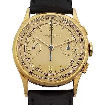 Solid Gold 18k Vintage Vacheron Constantin Chronograph Watch With Paper !!! • $23500