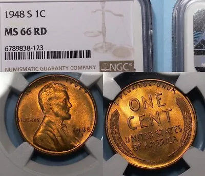 1948-s Lincoln Wheat Cent Ngc 66 Rd #418-51] • $10