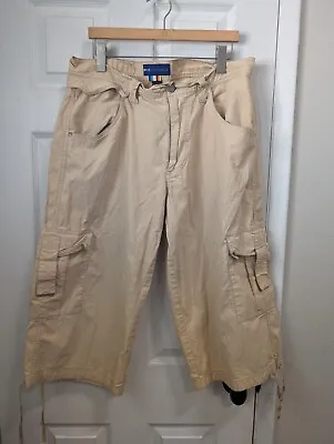 Vintage Enyce Ribbed Yellow Capri Cargo Pants Men's 36 X 20 Baggy • $35.95