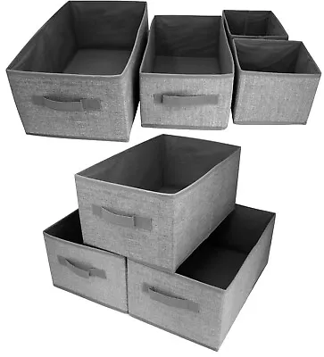 Storage Baskets Set Of 4 And 3 Foldable Fabric Storage Baskets Organisers Box • £10.99
