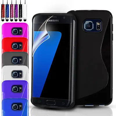 S-Line Silicone Gel Case Cover For Samsung Galaxy S7 S7 Edge & Screen Protector  • £3.49