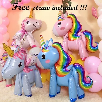 £2.69 • Buy 3D Unicorn Standing Full Body Foil Birthday Party Girl Decoration Balloon
