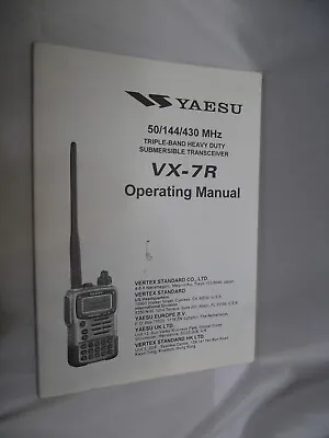 Yaesu VX-7R Operation Manual - Radioworld UK • £3